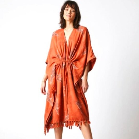 Billy Reid Silk-Cotton Jacquard Crane Kaftan - XS/S - Picture 1 of 13